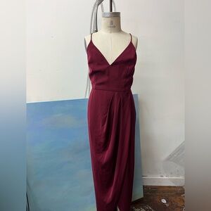 Shona Joy Luxe Cocktail Frill Dress in Garnet, Size Us 2 Aus 6